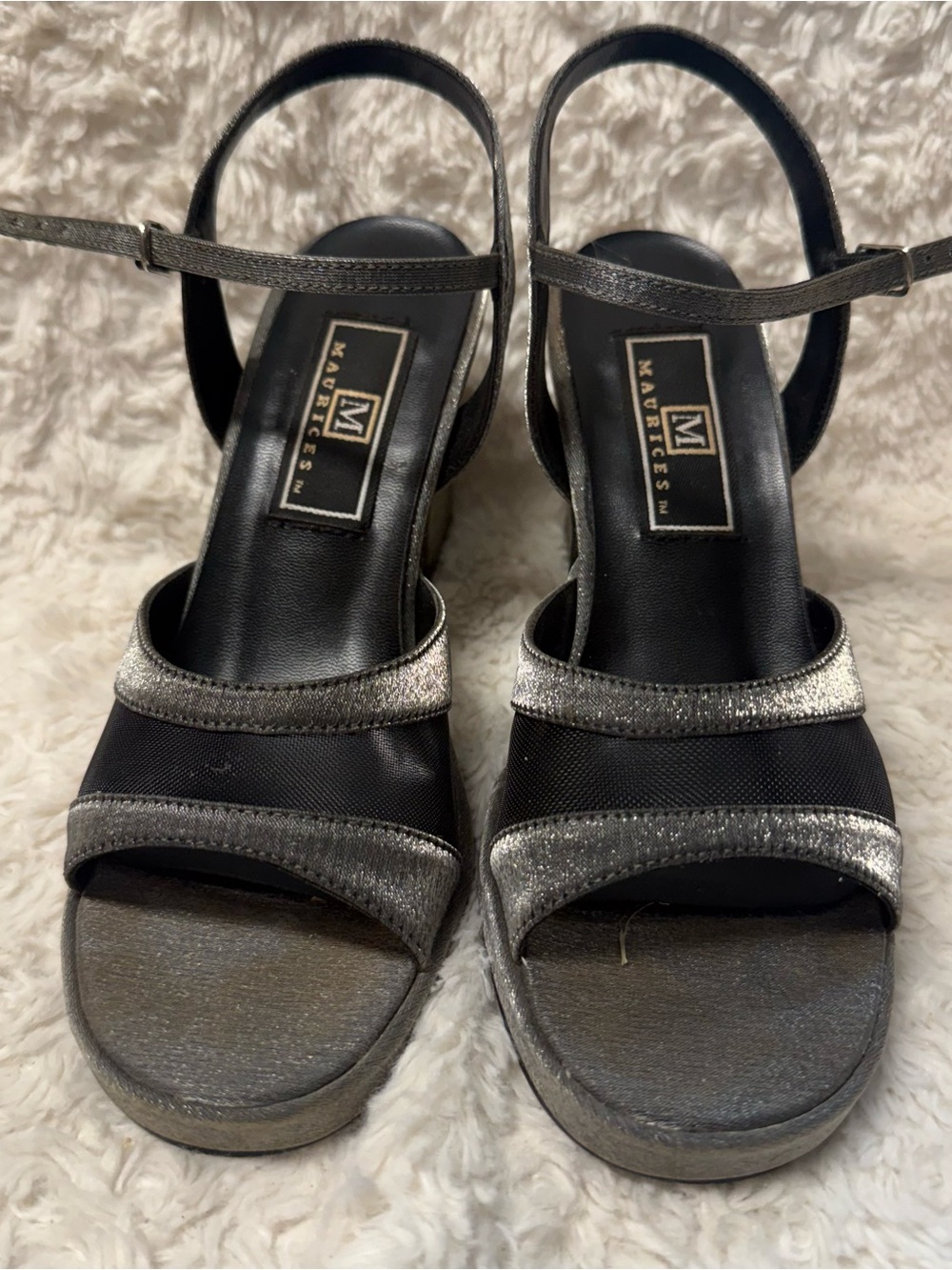 Maurices Metallic Silver Strappy Platform Sandals